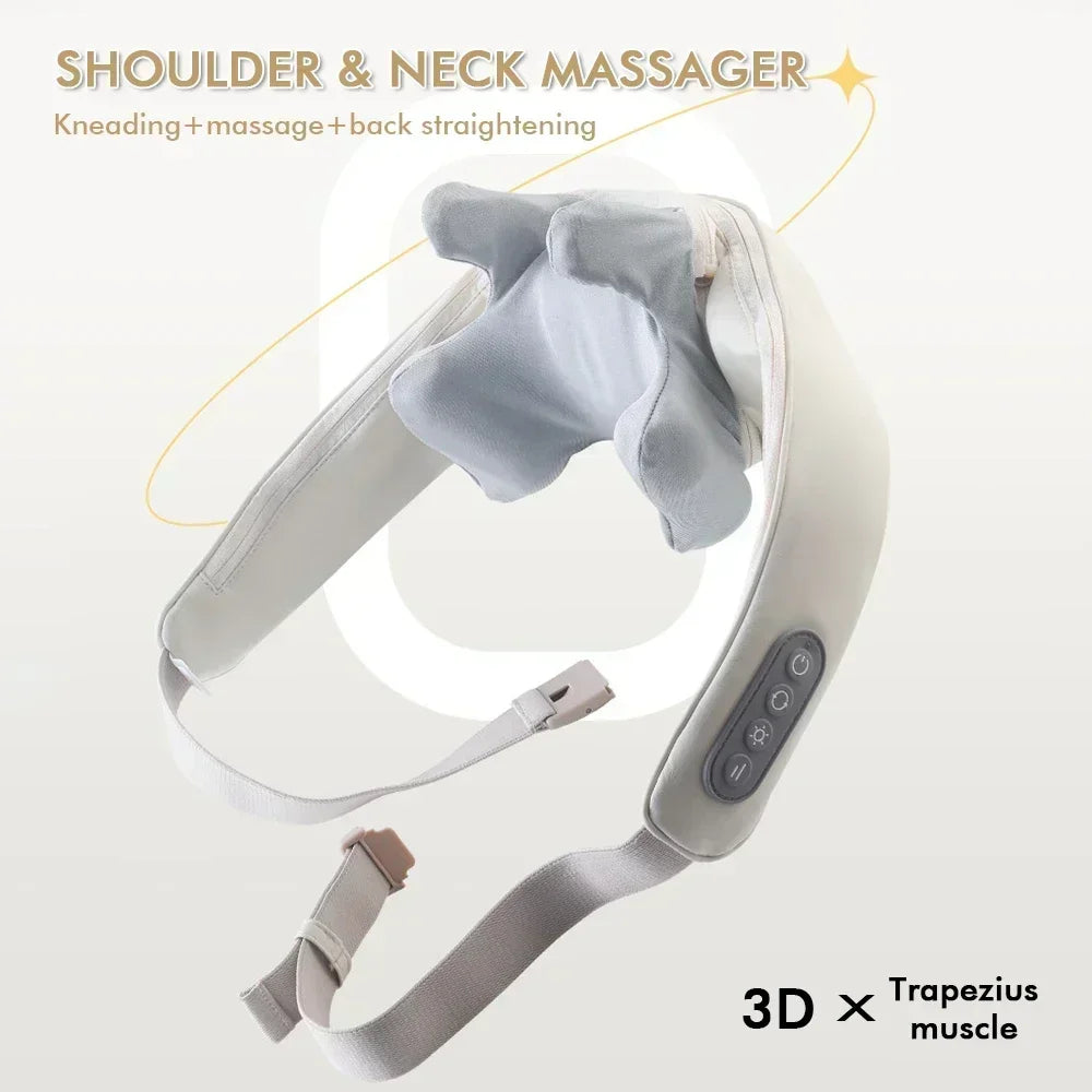 Electric Neck and Back Massager Wireless Neck and Shoulder Kneading Massage Pillow Trapezius Neck Cervical Back Massage Shawl