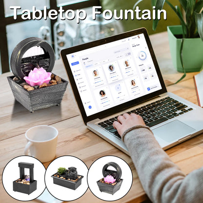 Tabletop Fountain Battery/Usb Operated Mini Indoor Water Fountain Creative Flowing Water Ornaments Desktop Water Fountain