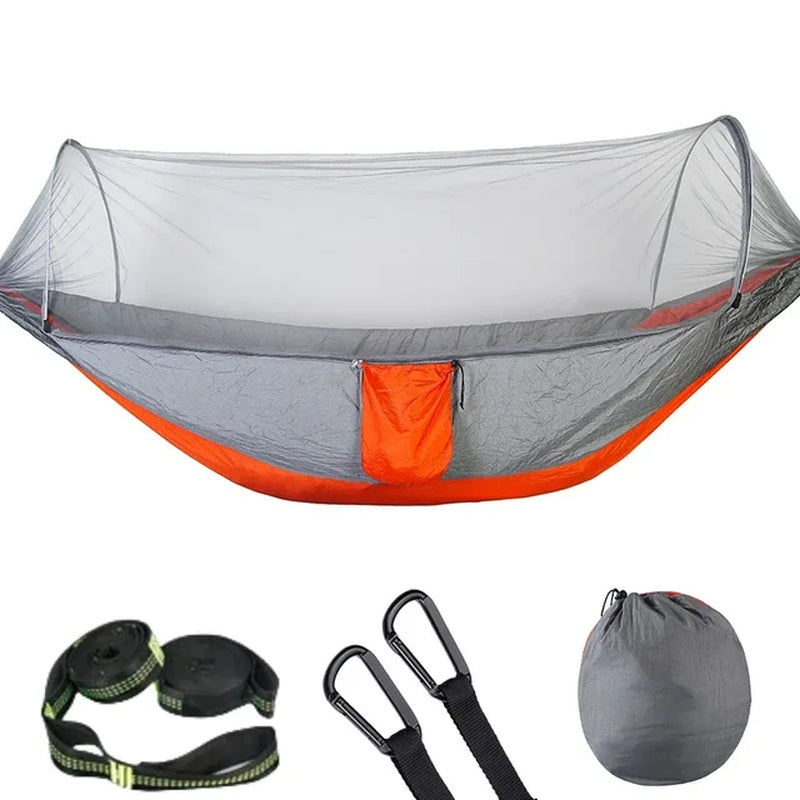 2023 Camping Hammock with Mosquito Net Pop-Up Light Portable Outdoor Parachute Hammocks Swing Sleeping Hammock Camping Stuff